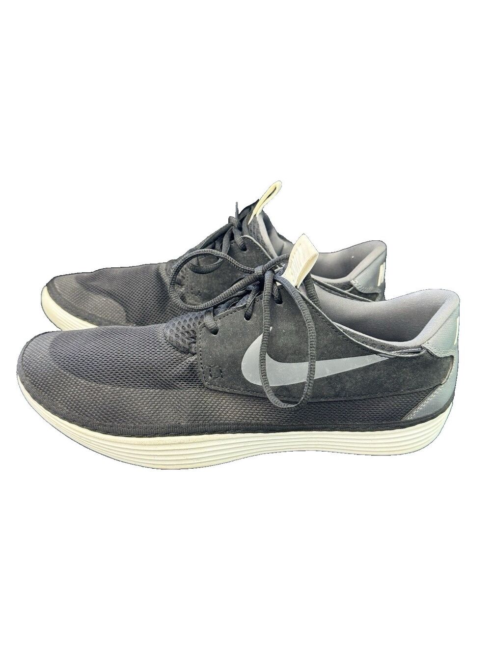Nike Mens Solarsoft Moccasin Black Gray White Sneakers Shoes 555301-001 Size 12